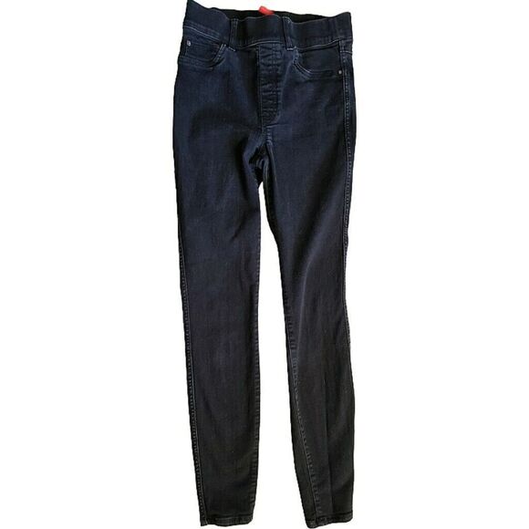 Spanx Black Pull On Denim Pants Skinny Jeggings High Waisted Womens Sz S Petite - Picture 8 of 13